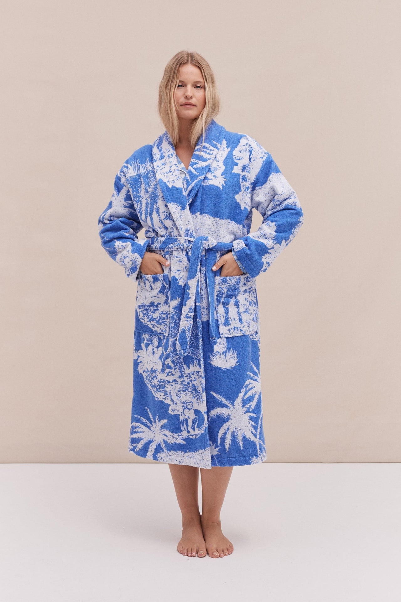 Unisex Towel Robe Loxodonta Print Blue