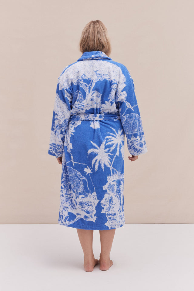 Unisex Towel Robe Loxodonta Print Blue