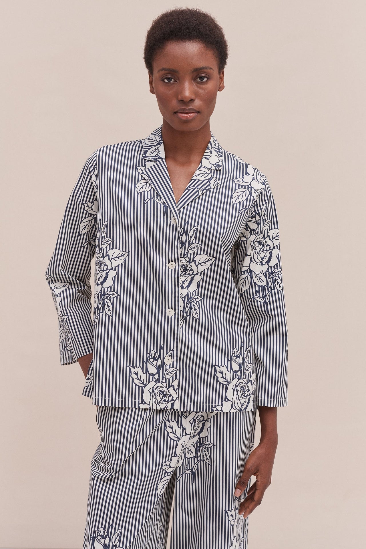 402 Shirt Pinstripe Rose Navy