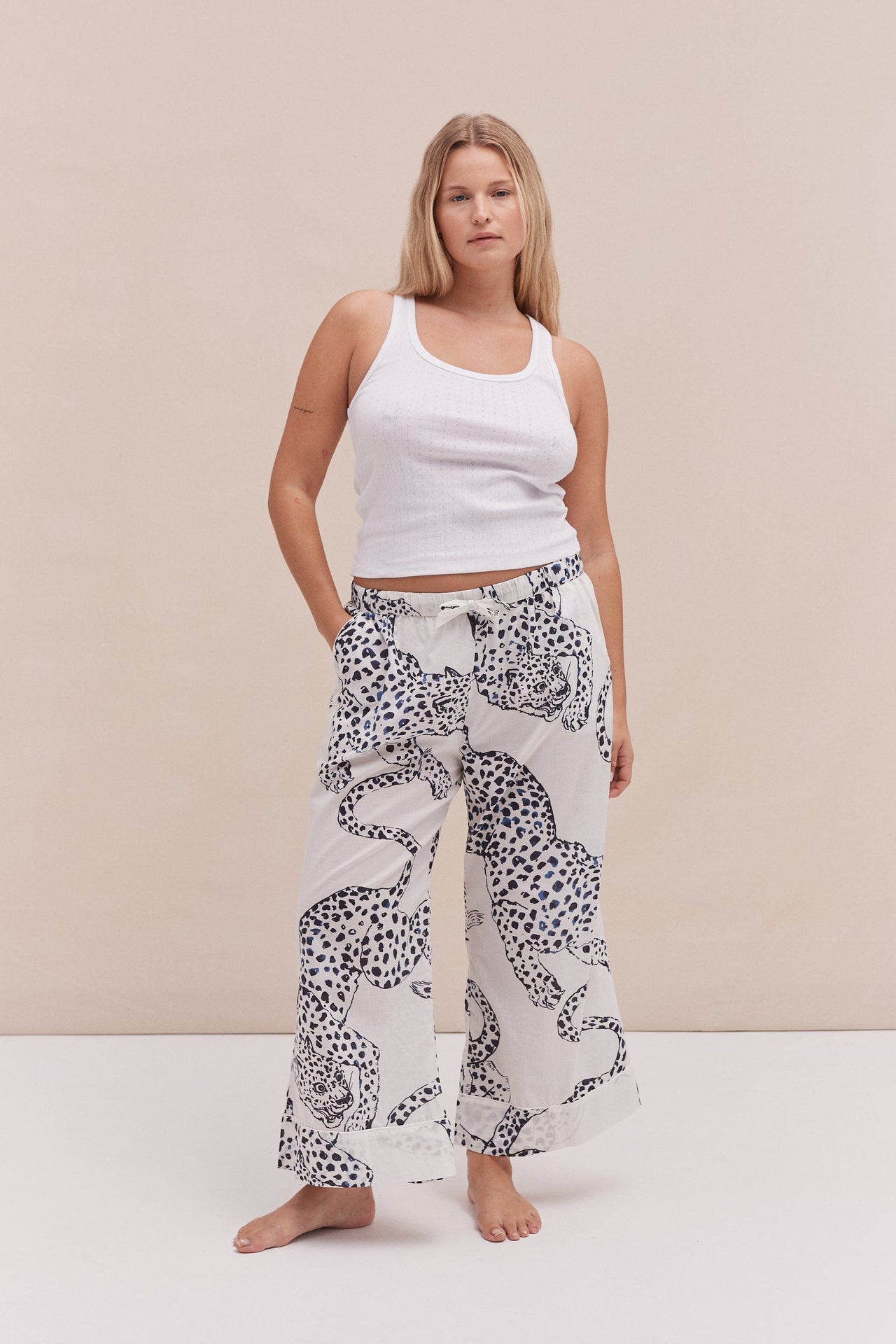 Tank Top & Wide Leg Trouser Set White/The Jag Print Cream