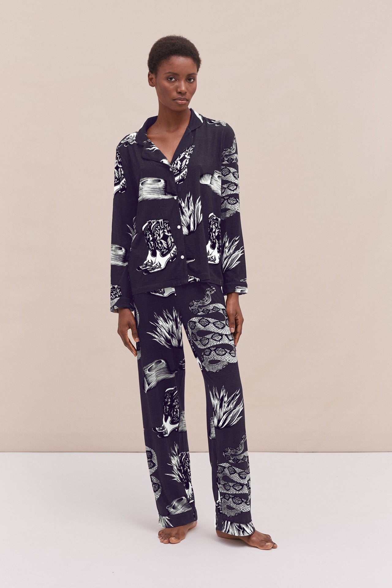 Lyocell Jersey Long Pyjama Set Wild Icons