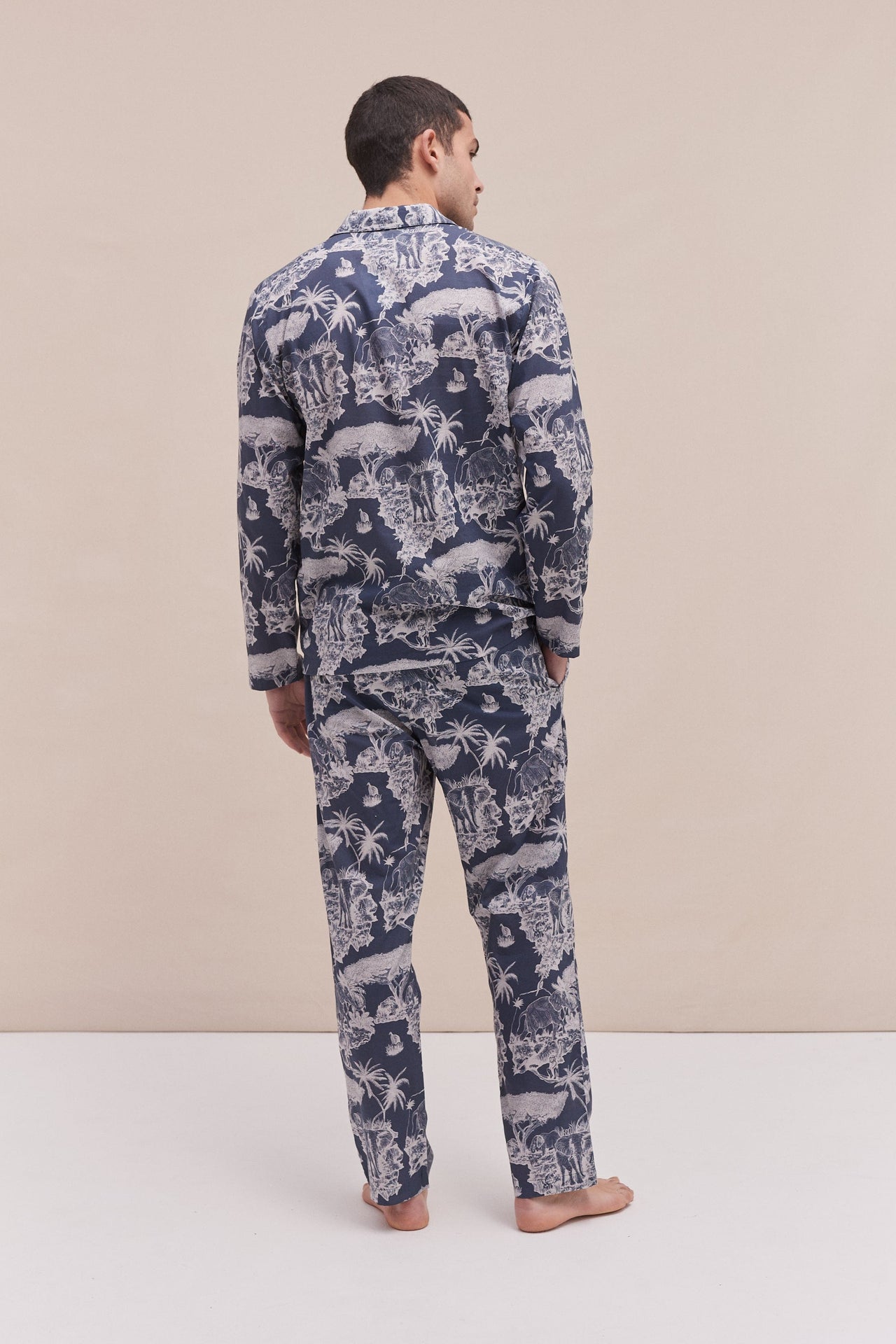 Men’s Pocket Pyjama Set Loxodonta Print Navy