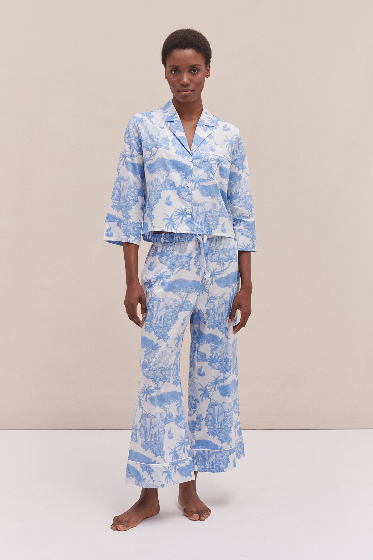 Boxy Shirt Wide Leg Trouser Set Loxodonta Print