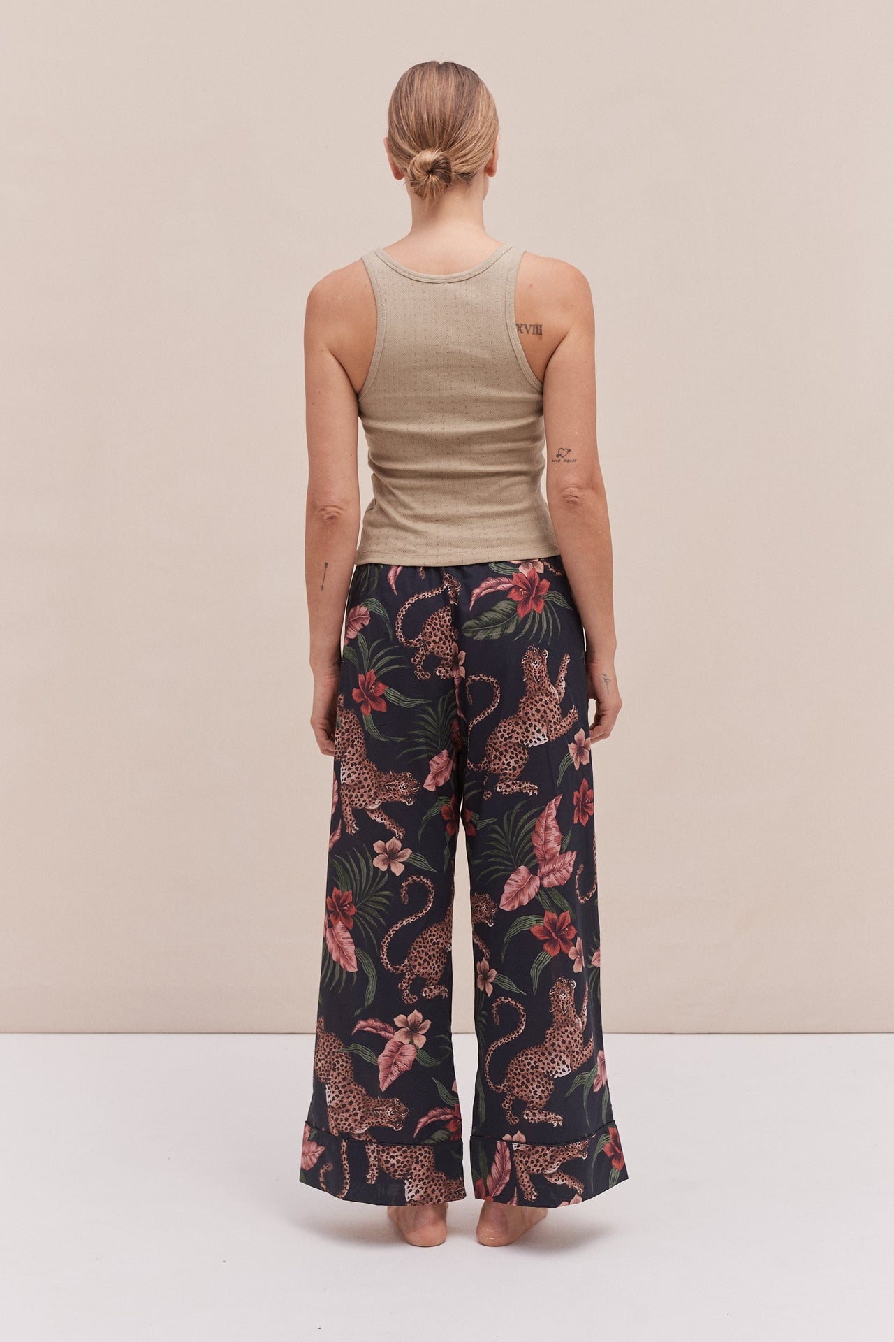 Tank Top & Wide Leg Trouser Set Khaki/Soleia Print Multi