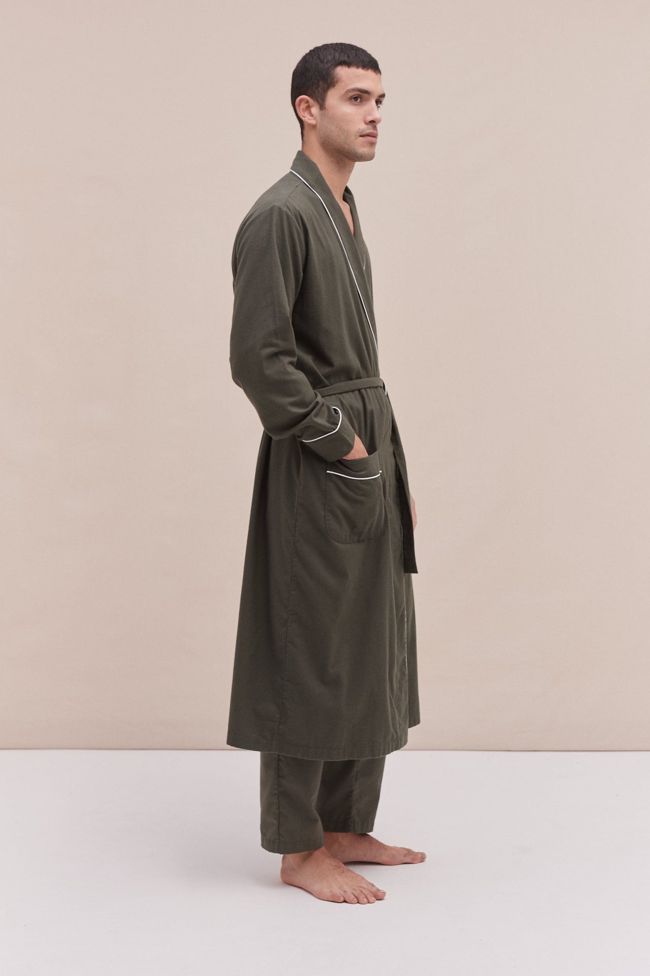 His Khaki Robe  | Luxury Brushed Cotton Robe