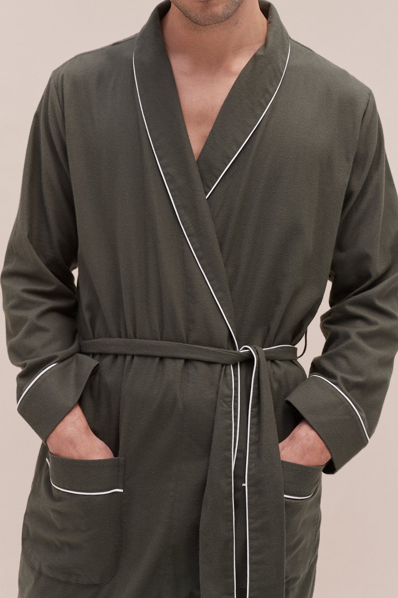 His Khaki Robe  | Luxury Brushed Cotton Robe