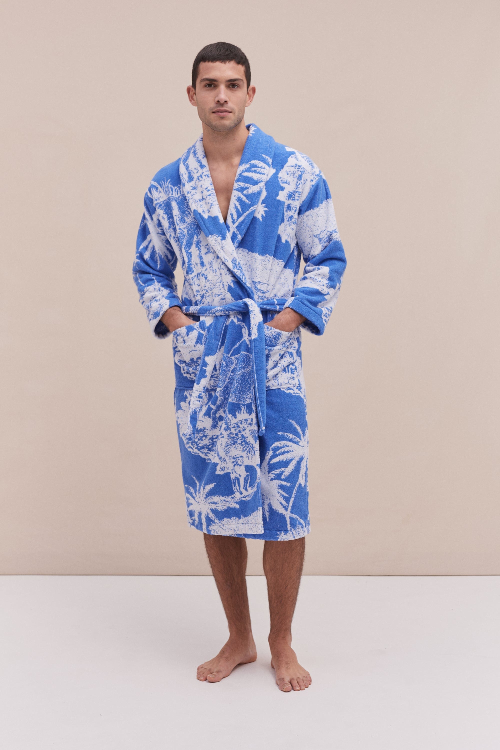 Unisex Towel Robe Loxodonta Print Blue Desmond Dempsey