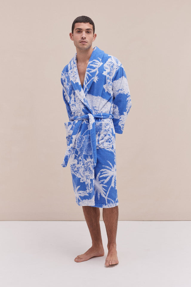 Unisex Towel Robe Loxodonta Print Blue