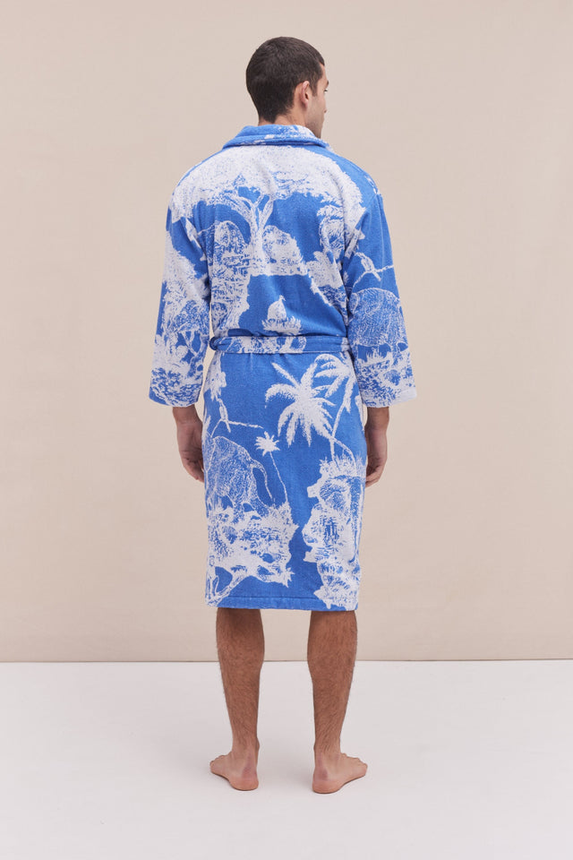 Unisex Towel Robe Loxodonta Print Blue