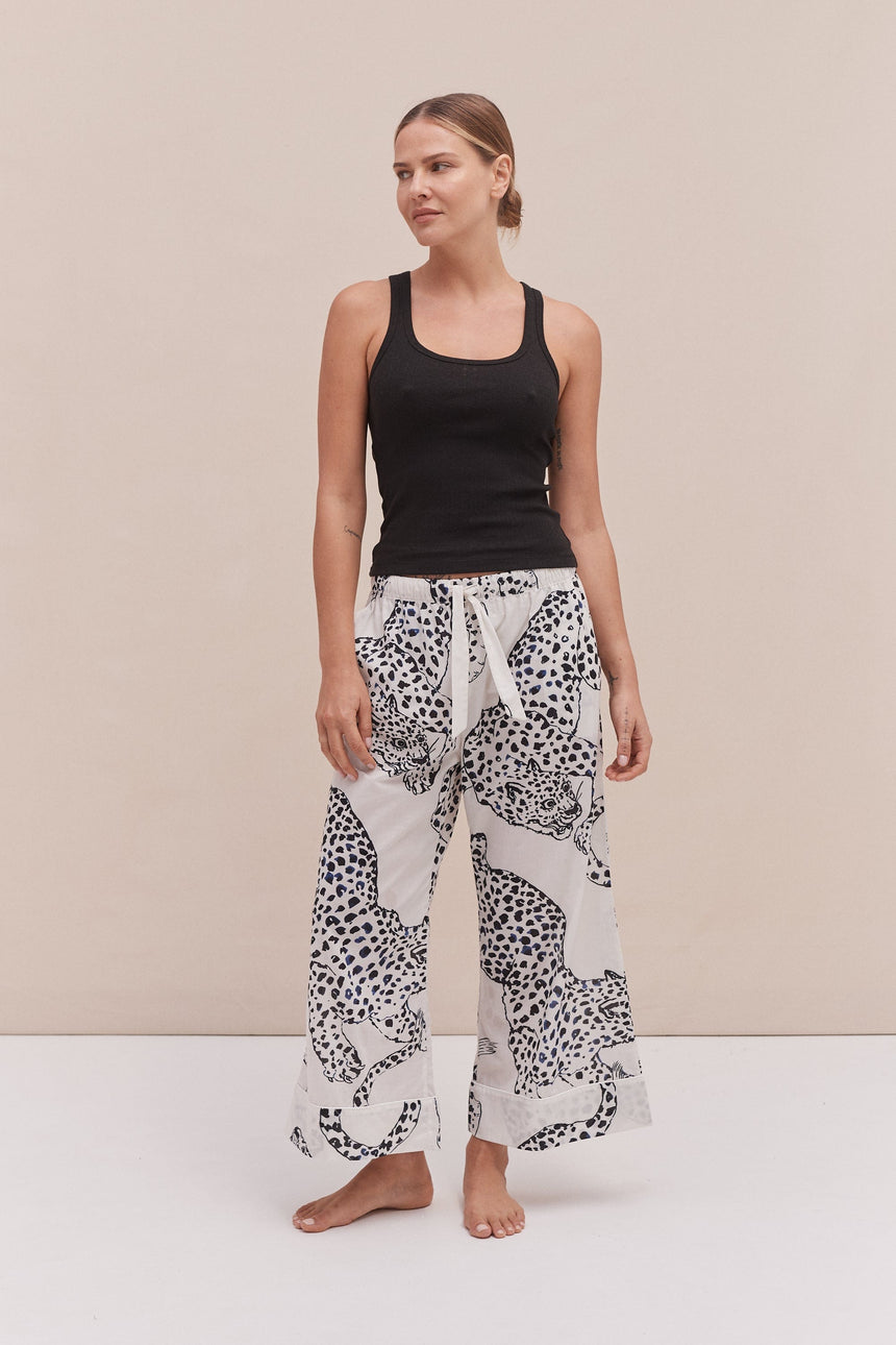 Tank Top &amp; Wide Leg Trouser Set Black/The Jag Print Cream
