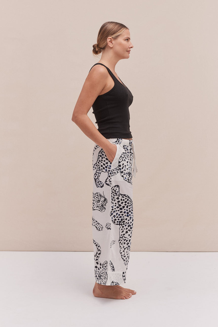 Tank Top &amp; Wide Leg Trouser Set Black/The Jag Print Cream
