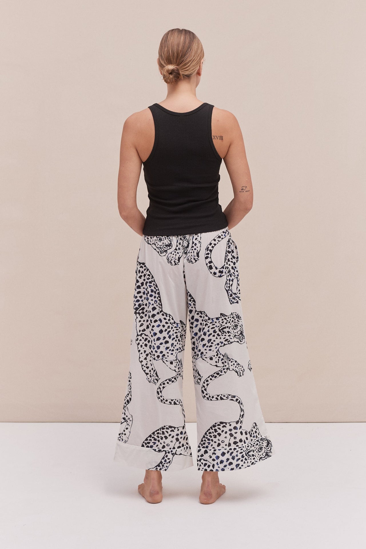 Tank Top & Wide Leg Trouser Set Black/The Jag Print Cream