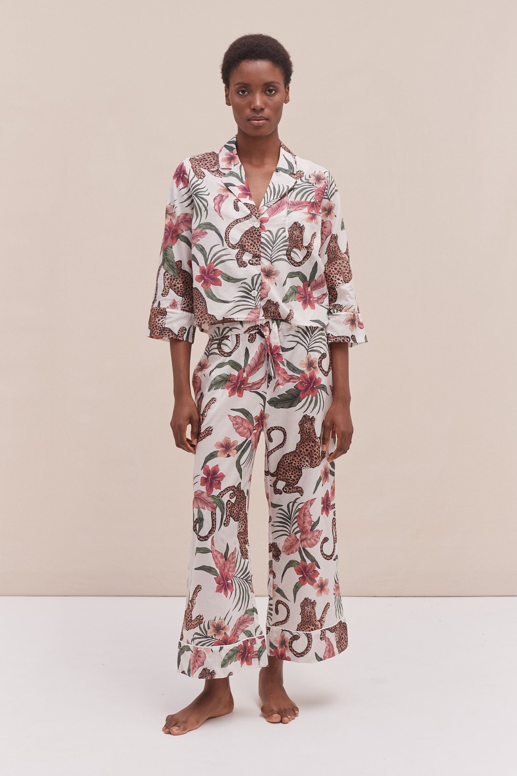 Boxy Shirt Wide Leg Trouser Set Soleia Leopard Print