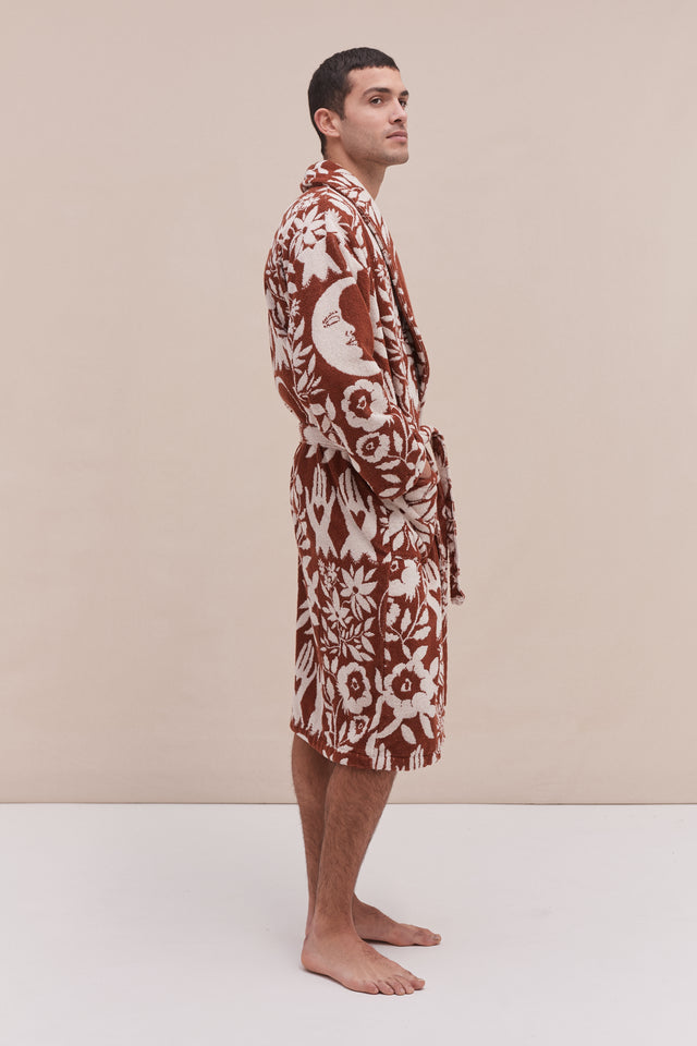 Unisex Towel Robe Idle Hands Mocha/Cream