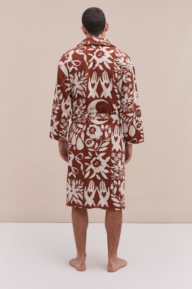 Unisex Towel Robe Idle Hands Mocha/Cream