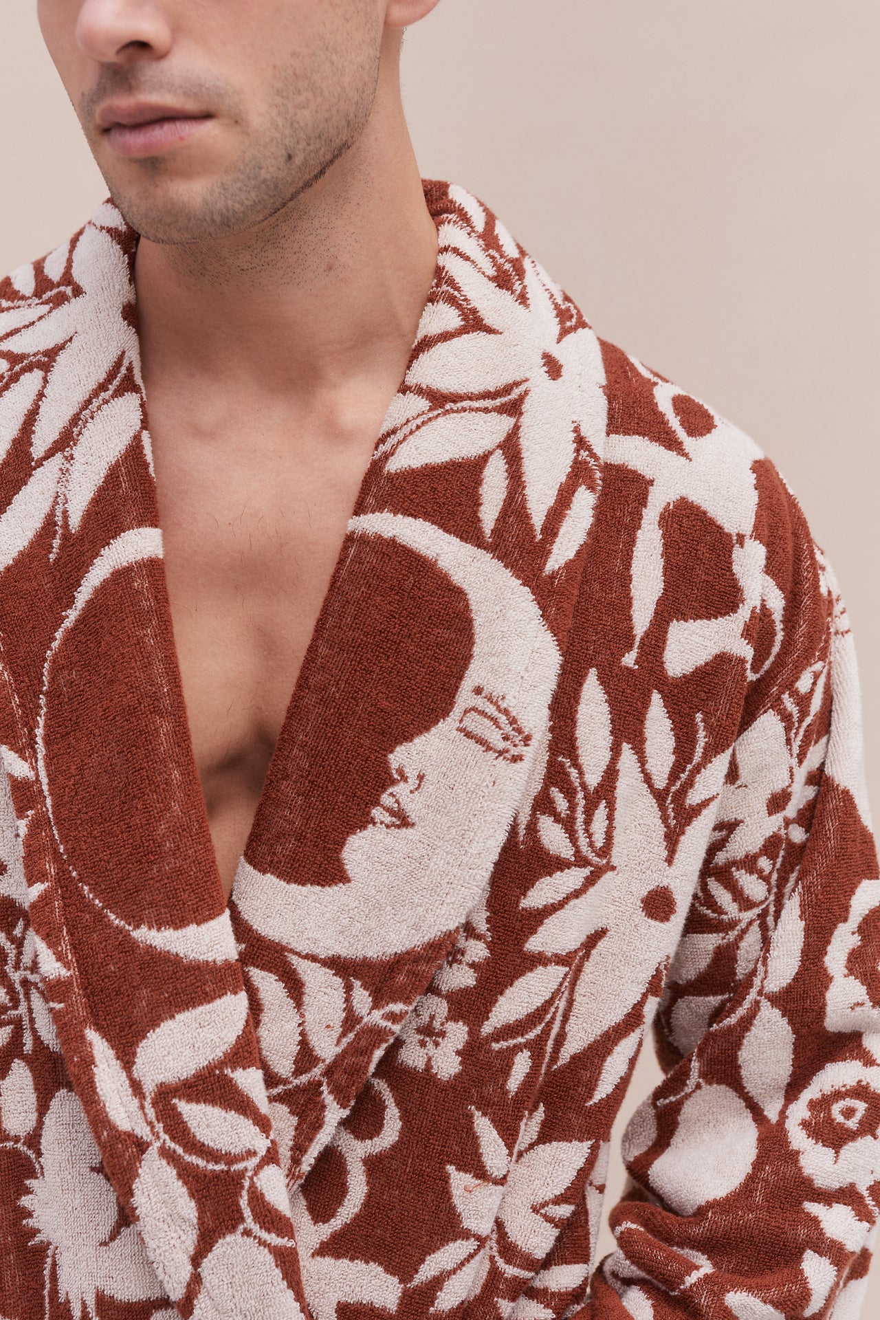 Unisex Towel Robe Idle Hands Mocha/Cream