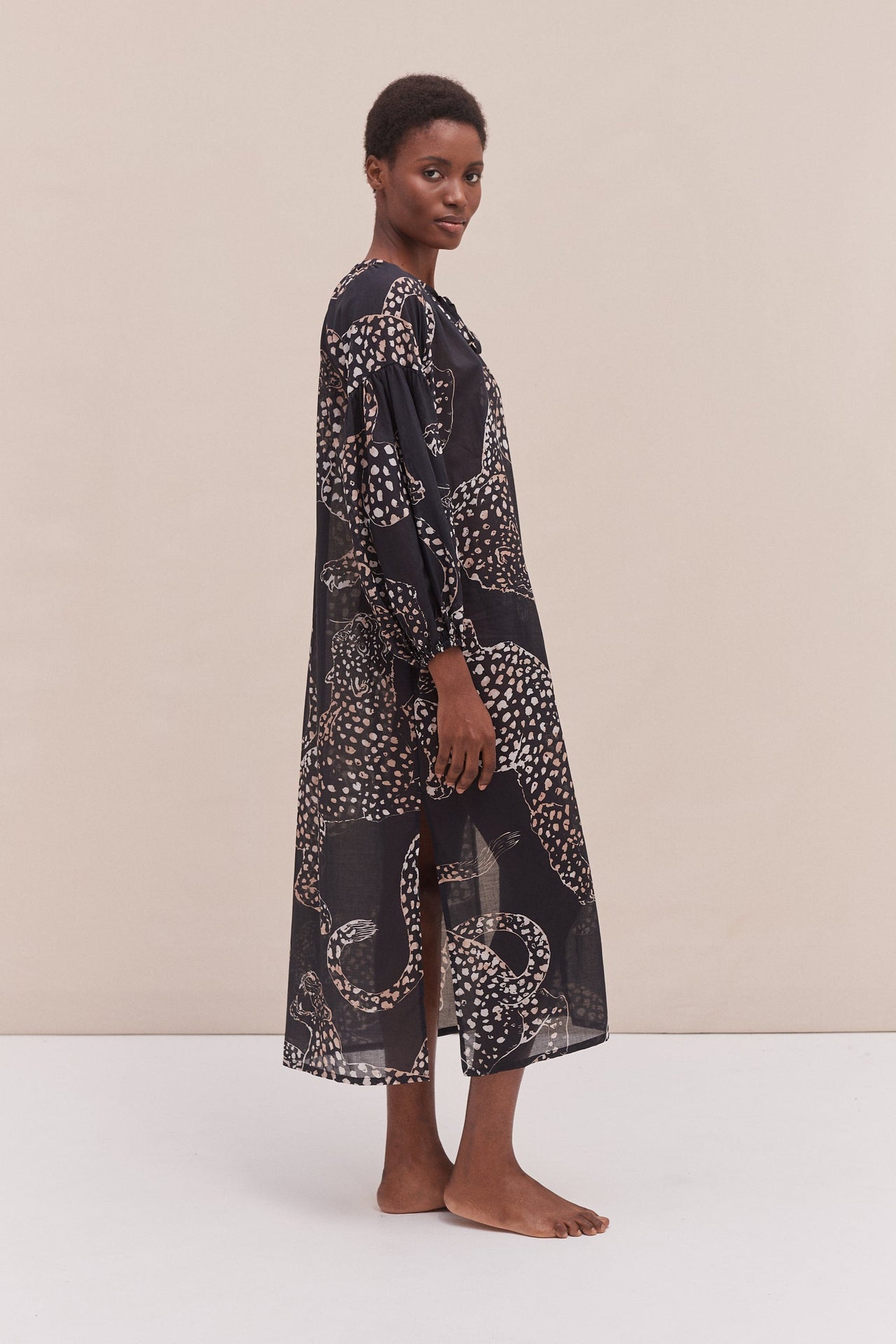 Blouson Sleeve Kaftan The Jag Print Navy