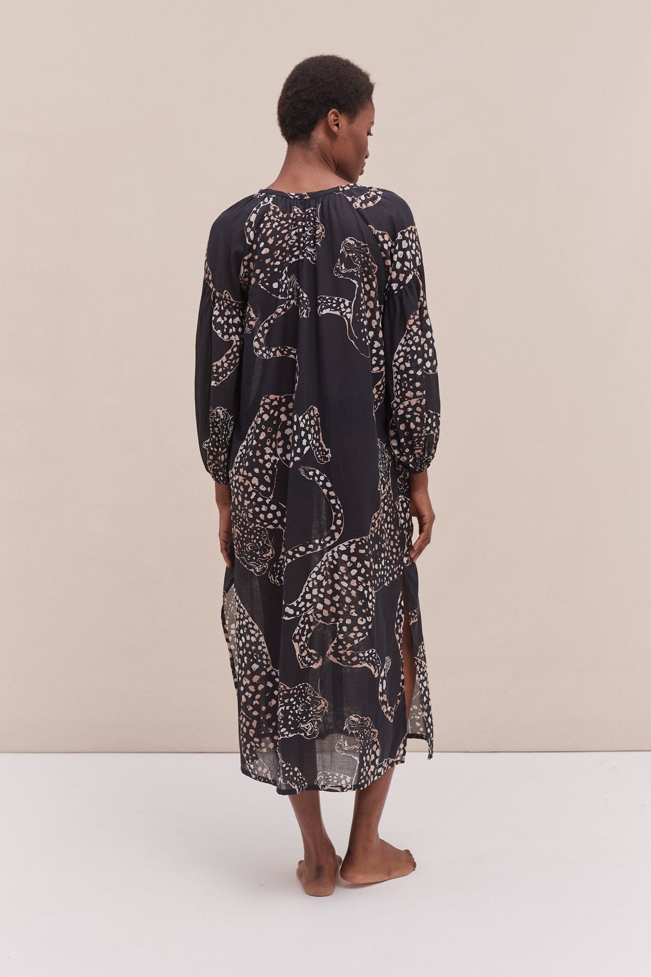 Blouson Sleeve Kaftan The Jag Print Navy