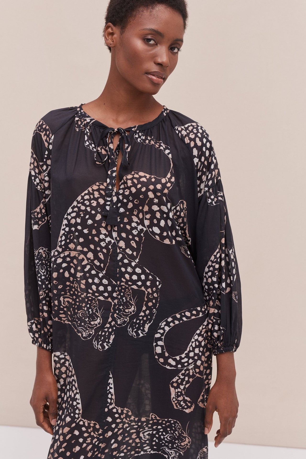 Blouson Sleeve Kaftan The Jag Print Navy