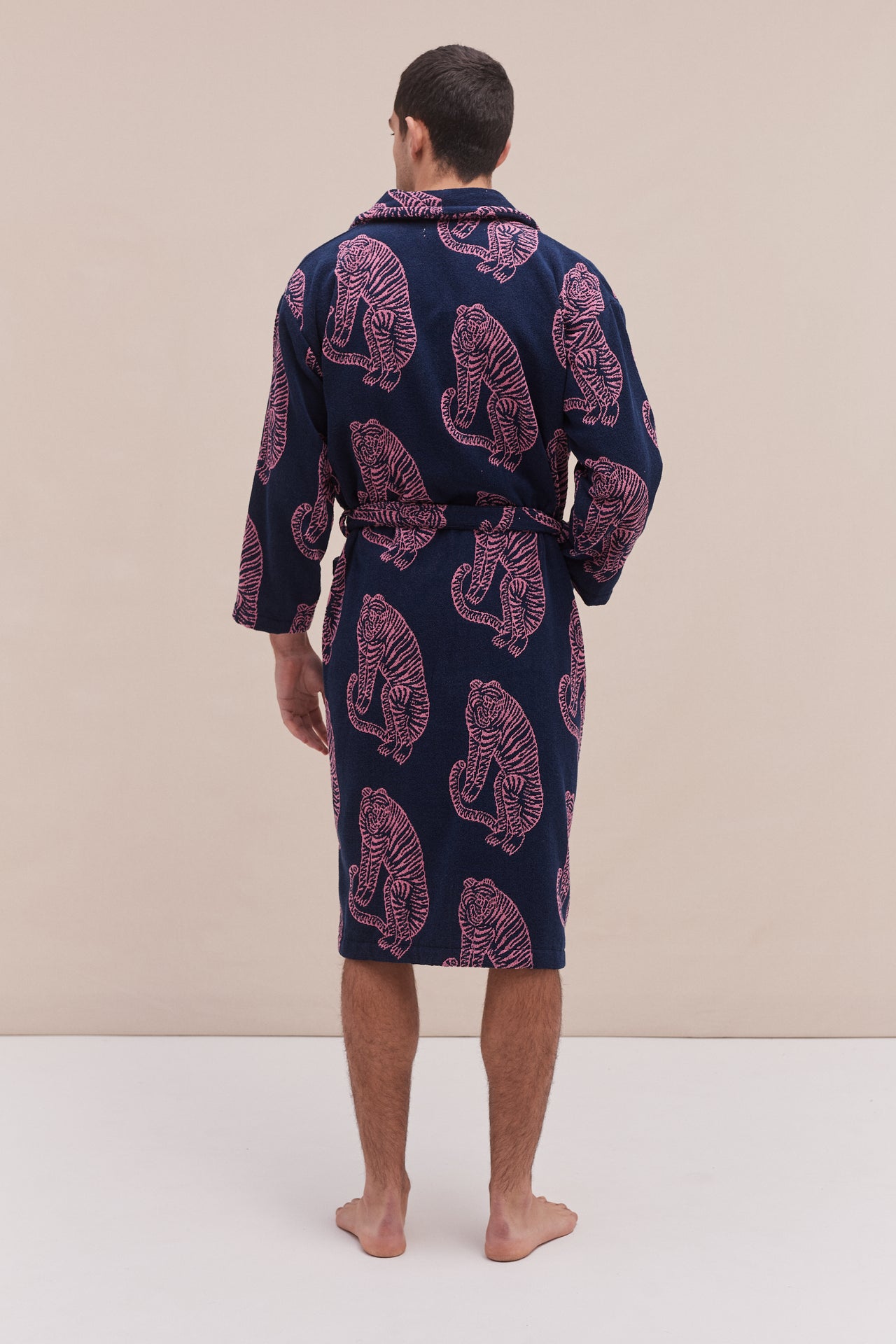 Unisex Towel Robe Sansindo Print Navy Pink