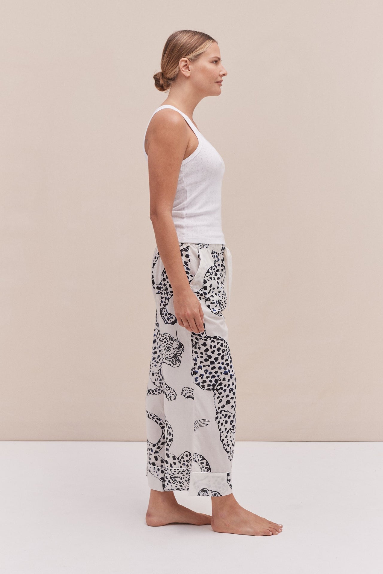 Tank Top & Wide Leg Trouser Set White/The Jag Print Cream