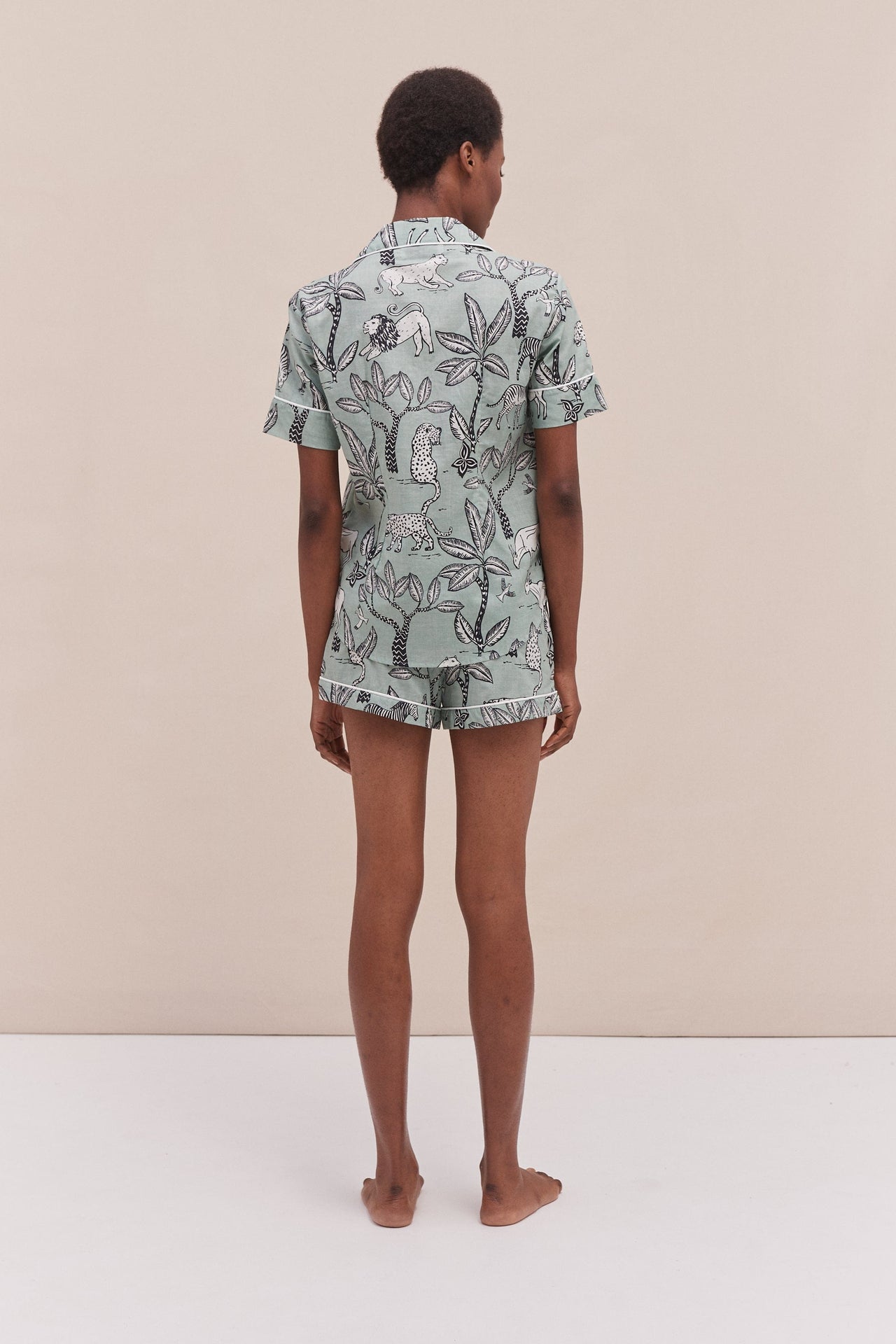 Short Pyjama Print Serengeti Safari Print Green