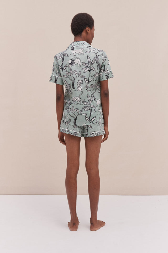 Short Pyjama Print Serengeti Safari Print Green