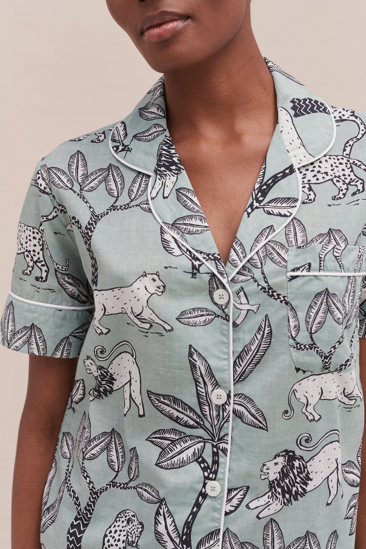 Short Pyjama Print Serengeti Safari Print Green