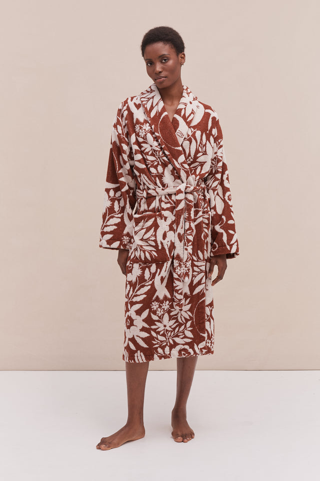 Unisex Towel Robe Idle Hands Mocha/Cream