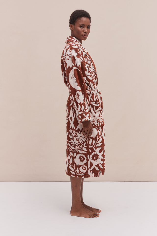 Unisex Towel Robe Idle Hands Mocha/Cream