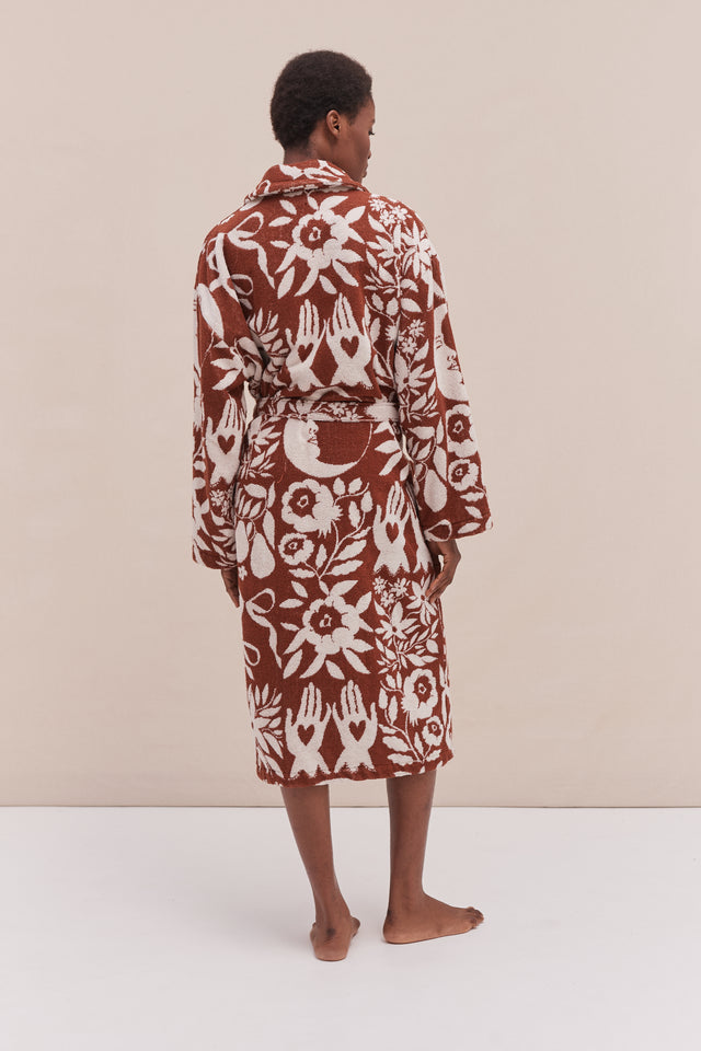 Unisex Towel Robe Idle Hands Mocha/Cream