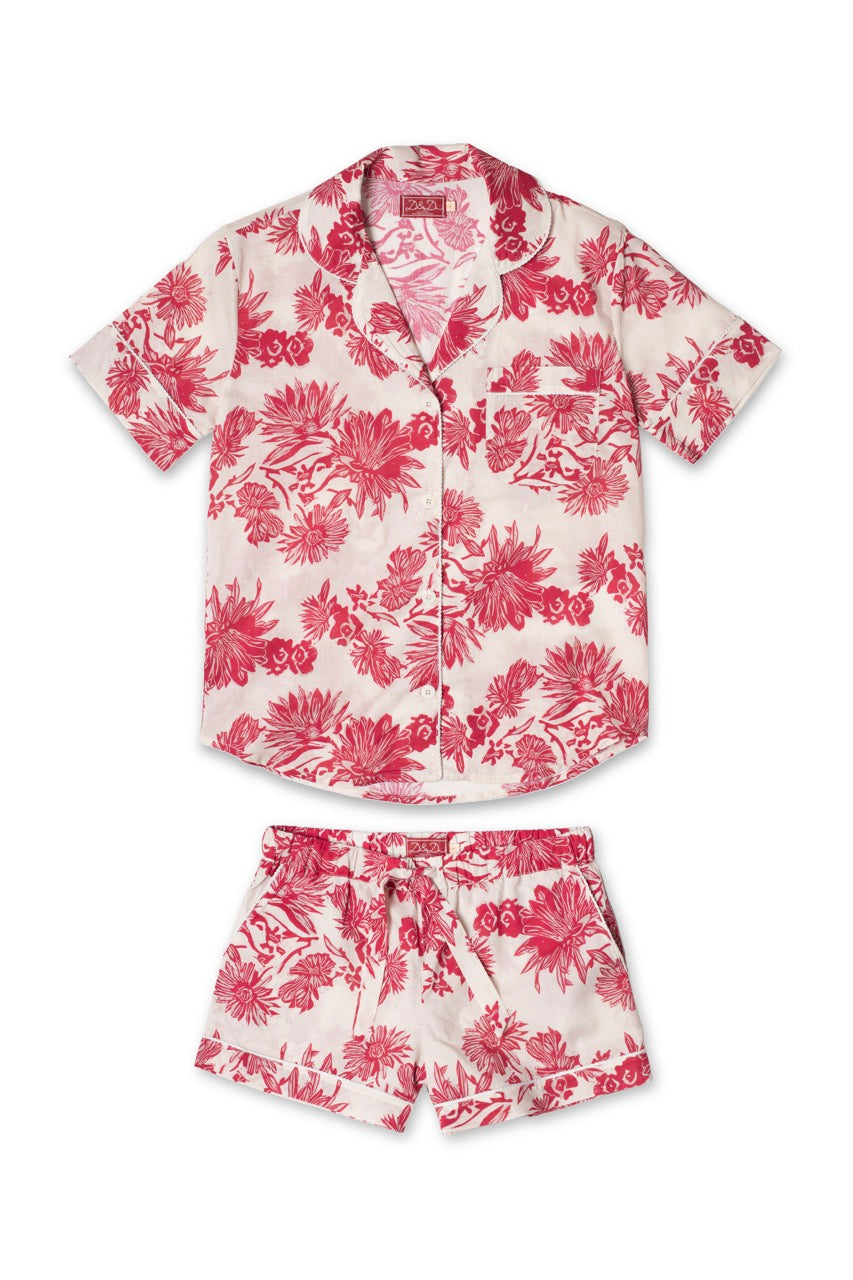 Short Pyjama Set Cactus Flower Pink/Ecru