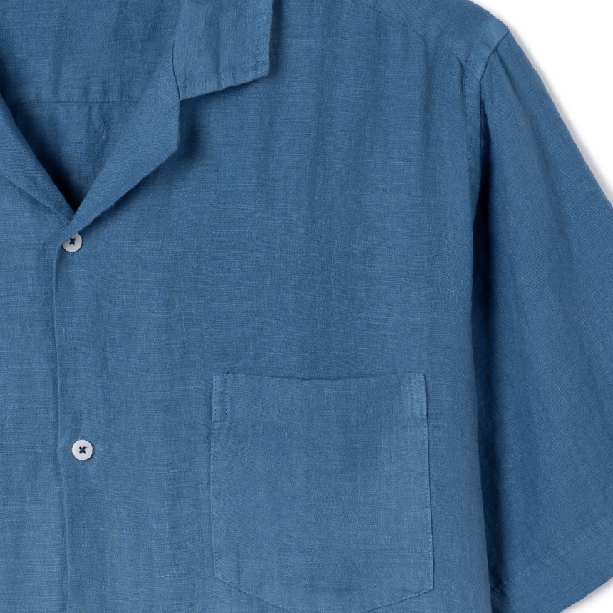 Men’s Cuban Pyjama Set Blue Dip Dye Linen