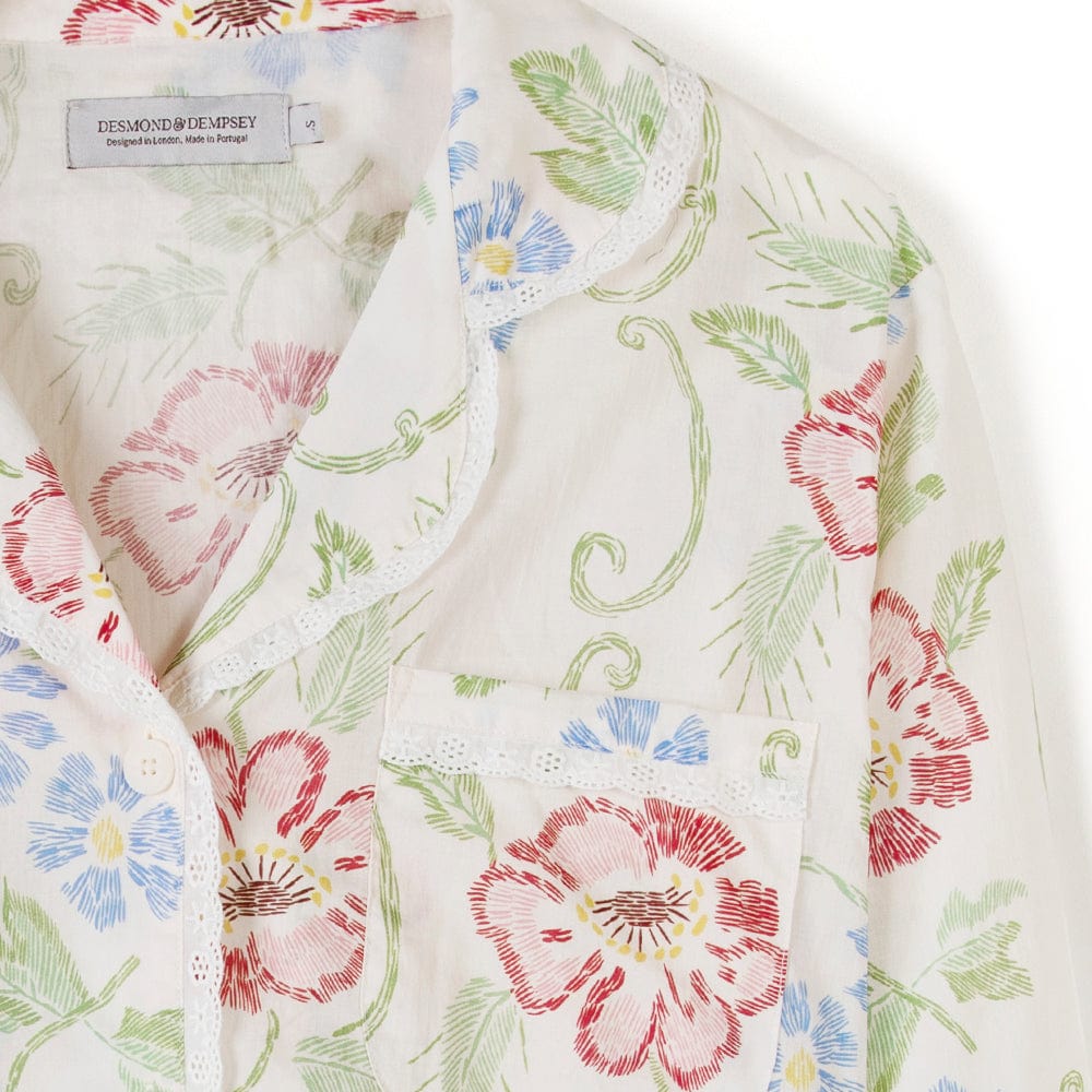Long Pyjama Set Dorothea Print Cream with Trims
