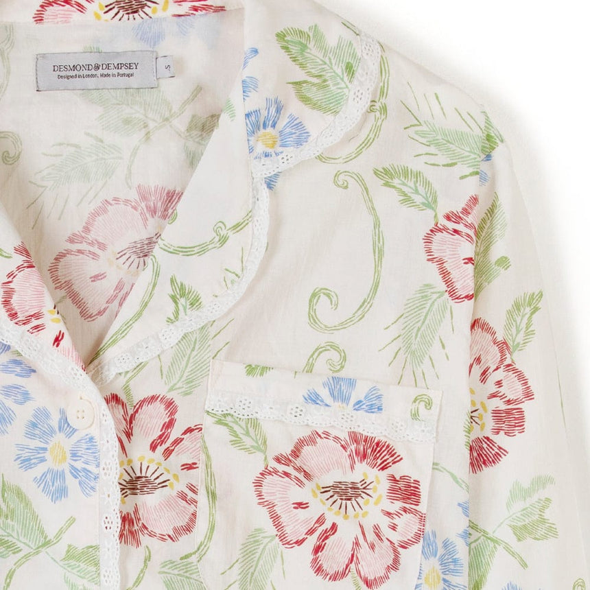 Short Pyjama Set Dorothea Print Cream with Trims