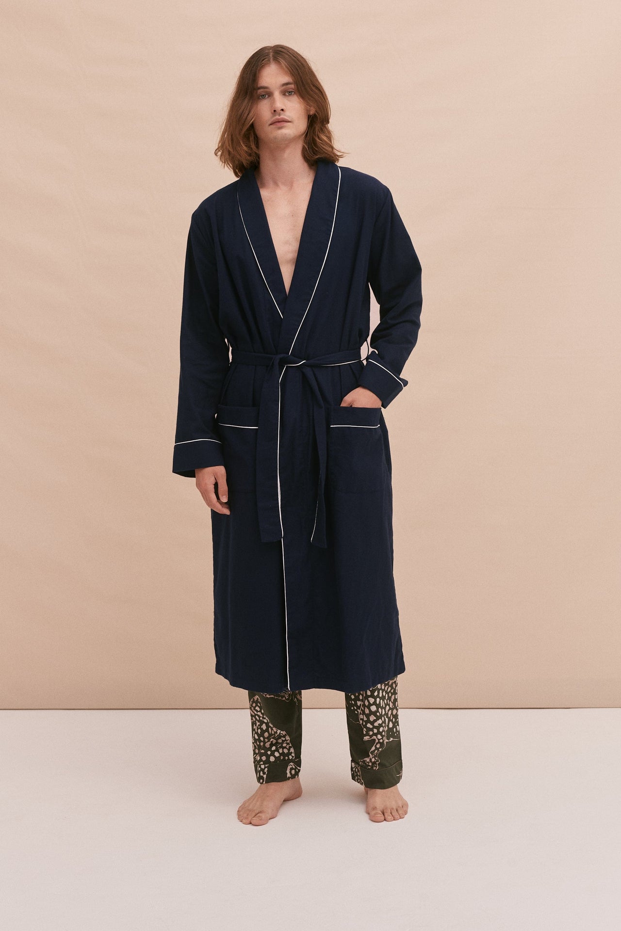 His Navy Robe  | Luxury Brushed Cotton Robe