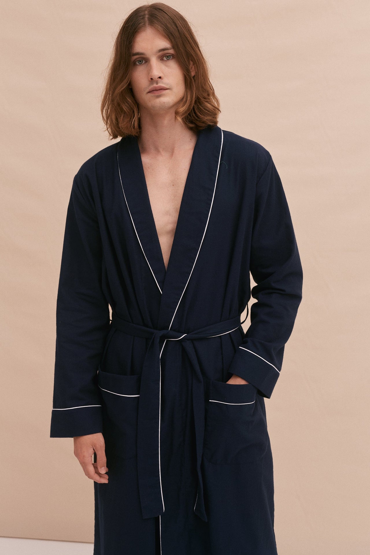 His Navy Robe  | Luxury Brushed Cotton Robe