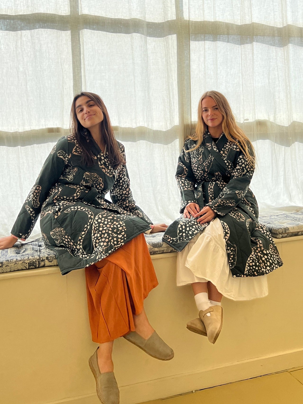 Quilted Robe The Jag Print Green