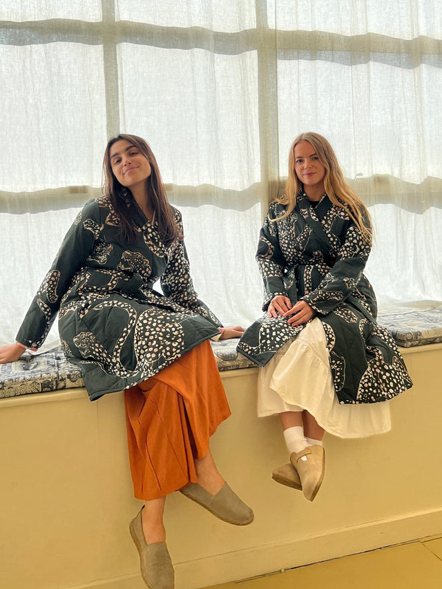 Quilted Robe The Jag Print Green