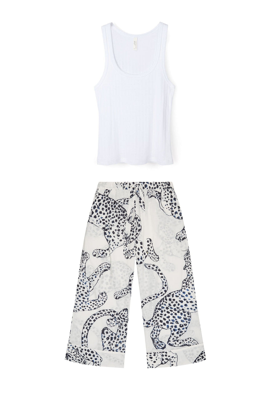 Tank Top &amp; Wide Leg Trouser Set White/The Jag Print Cream