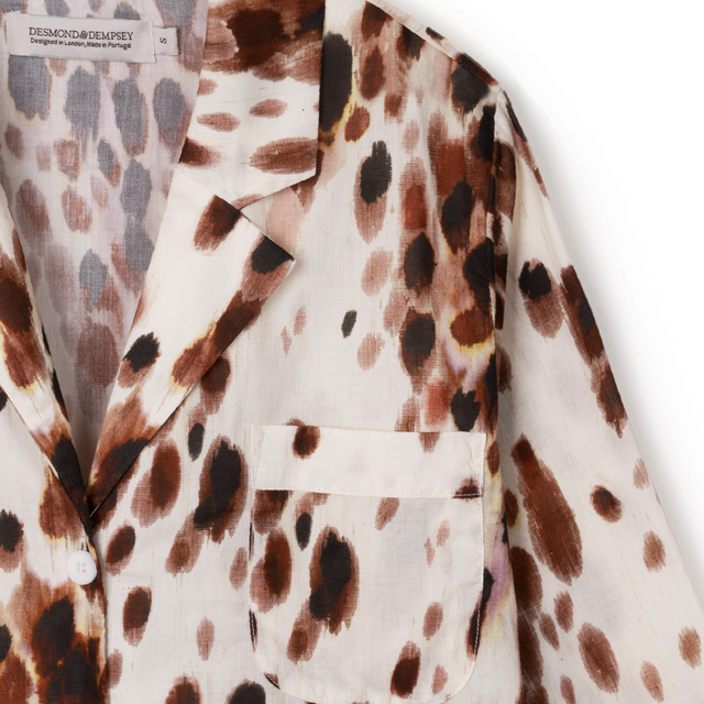 Boxy Shirt and Wide Leg Trouser Set Leopard Brown/Cream