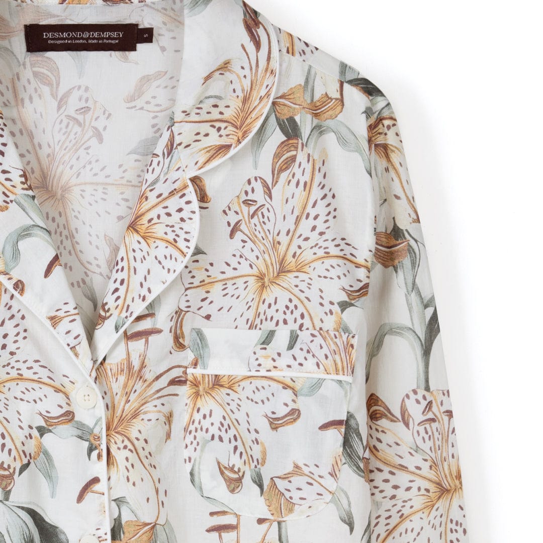 Desmond & Dempsey パジャマ ルームウエア セットアップ Long Pyjama Set Lilium Cream – Desmond Dempsey