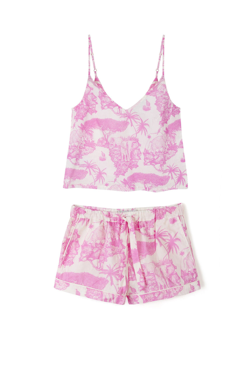 Cami Top and Shorts Set Loxodonta Print Pink