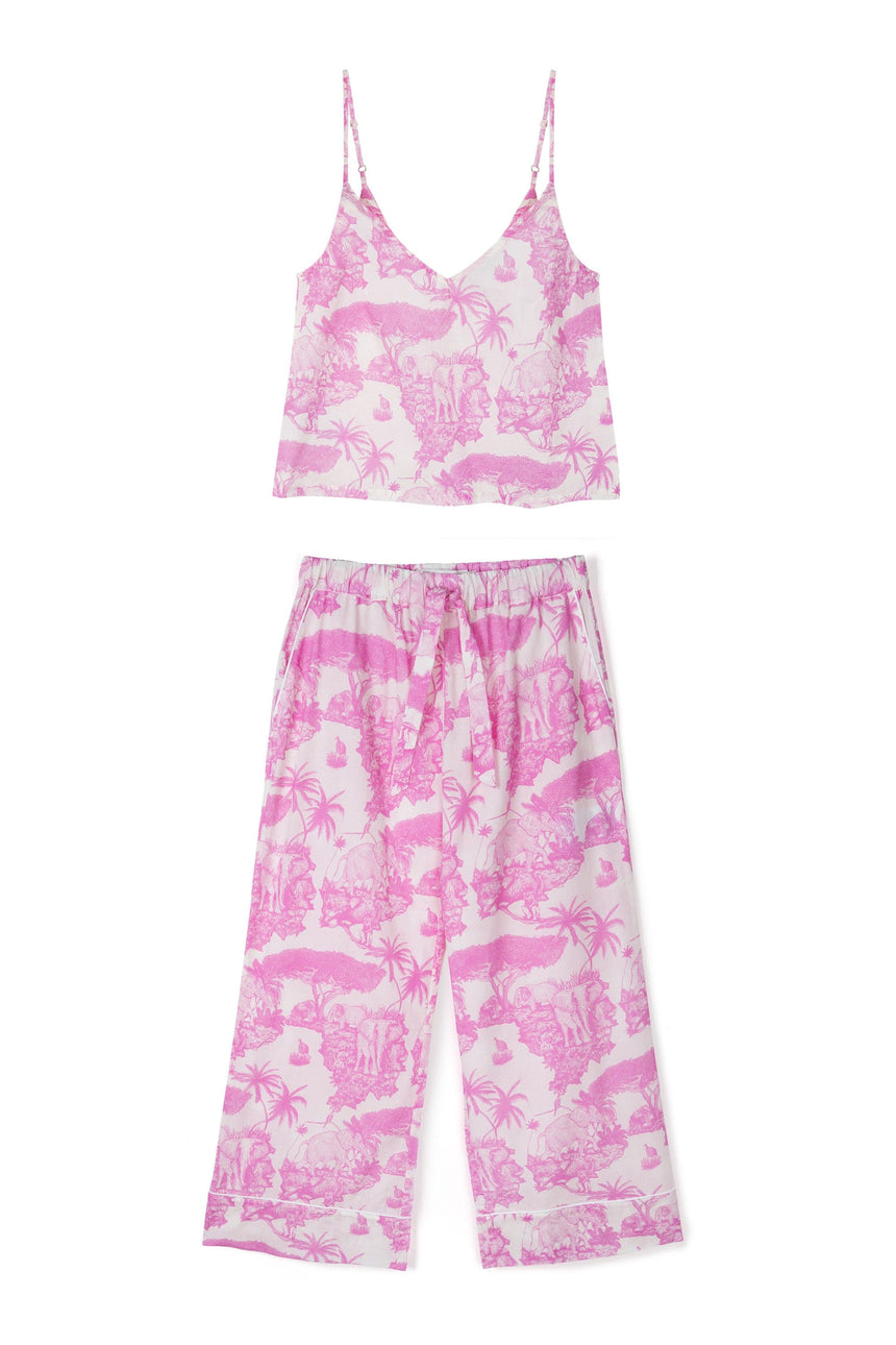 Cami Top and Wide Leg Trouser Set Loxodonta Print Pink