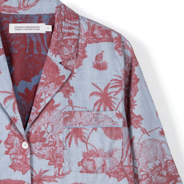 Boxy Shirt Loxodonta Print Chambray/Red