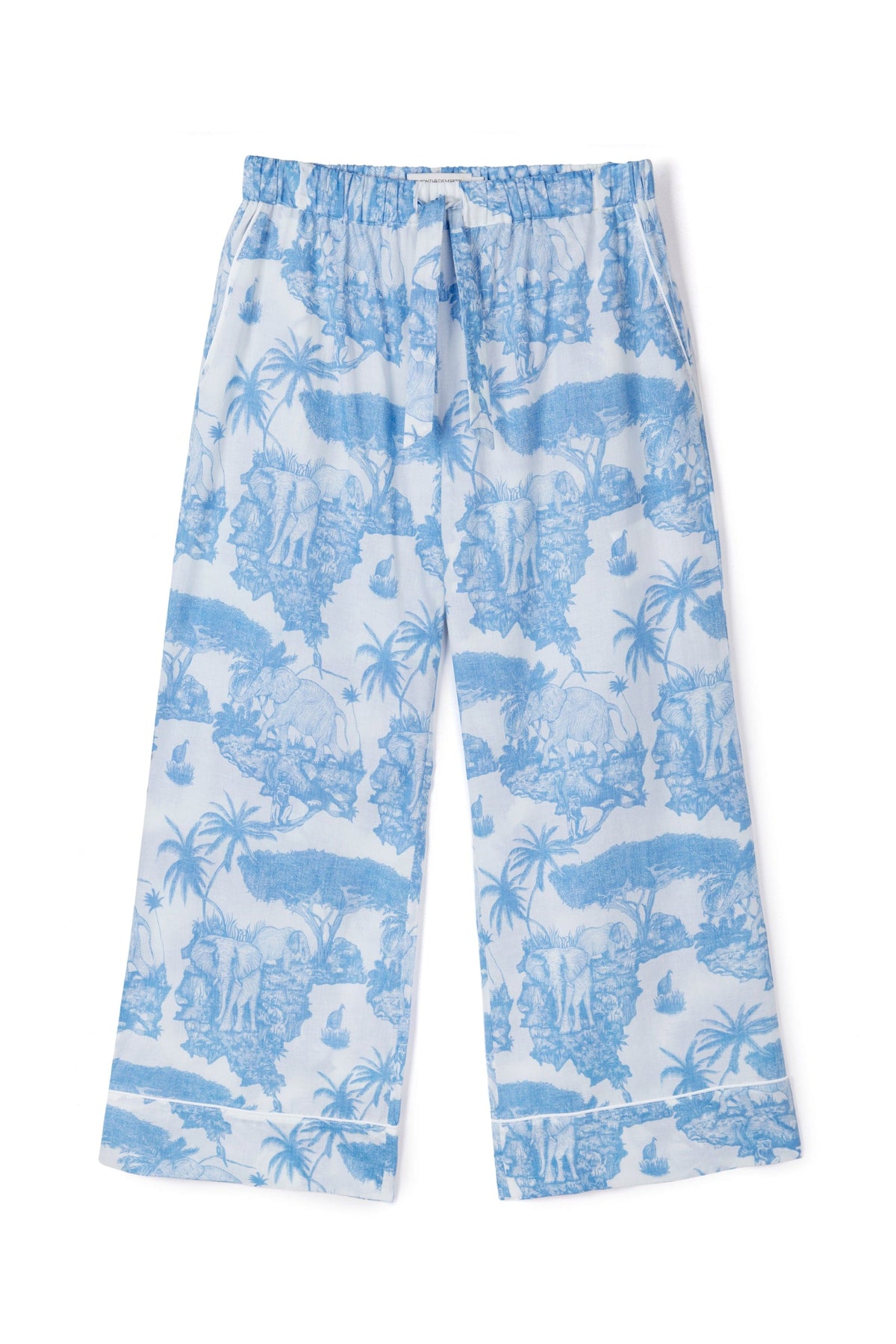 Wide Leg Pyjama Trousers Loxodonta Print Blue