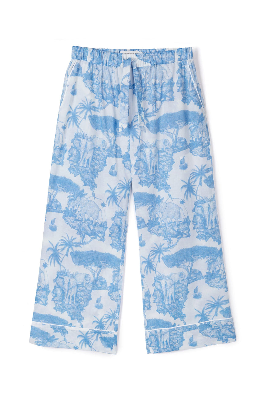 Wide Leg Pyjama Trousers Loxodonta Print Blue