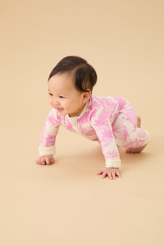 MORI x D&D Clever Zip Sleepsuit Loxodonta Pink