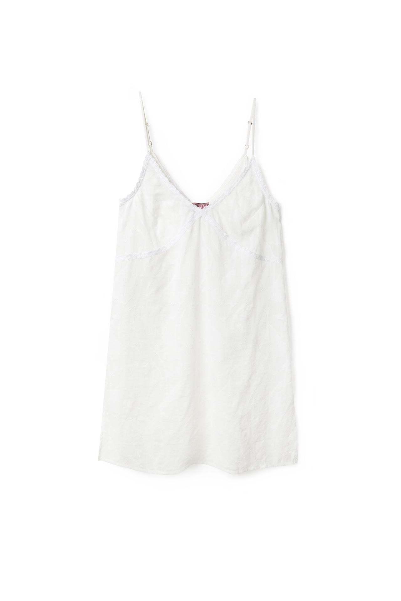 Short Slip Nightie Floral Jacquard White