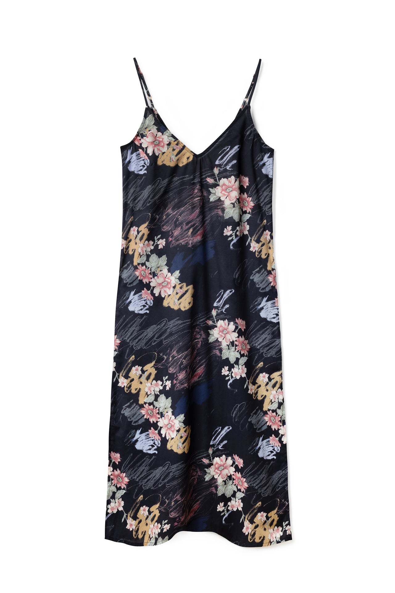 Slip Nightie Love Print Black